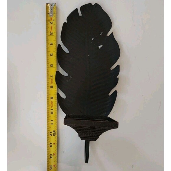 Partylite Island Escape Banana Leaf Metal Wall Candle Holders Set of 2 Retired - Picture 5 of 5